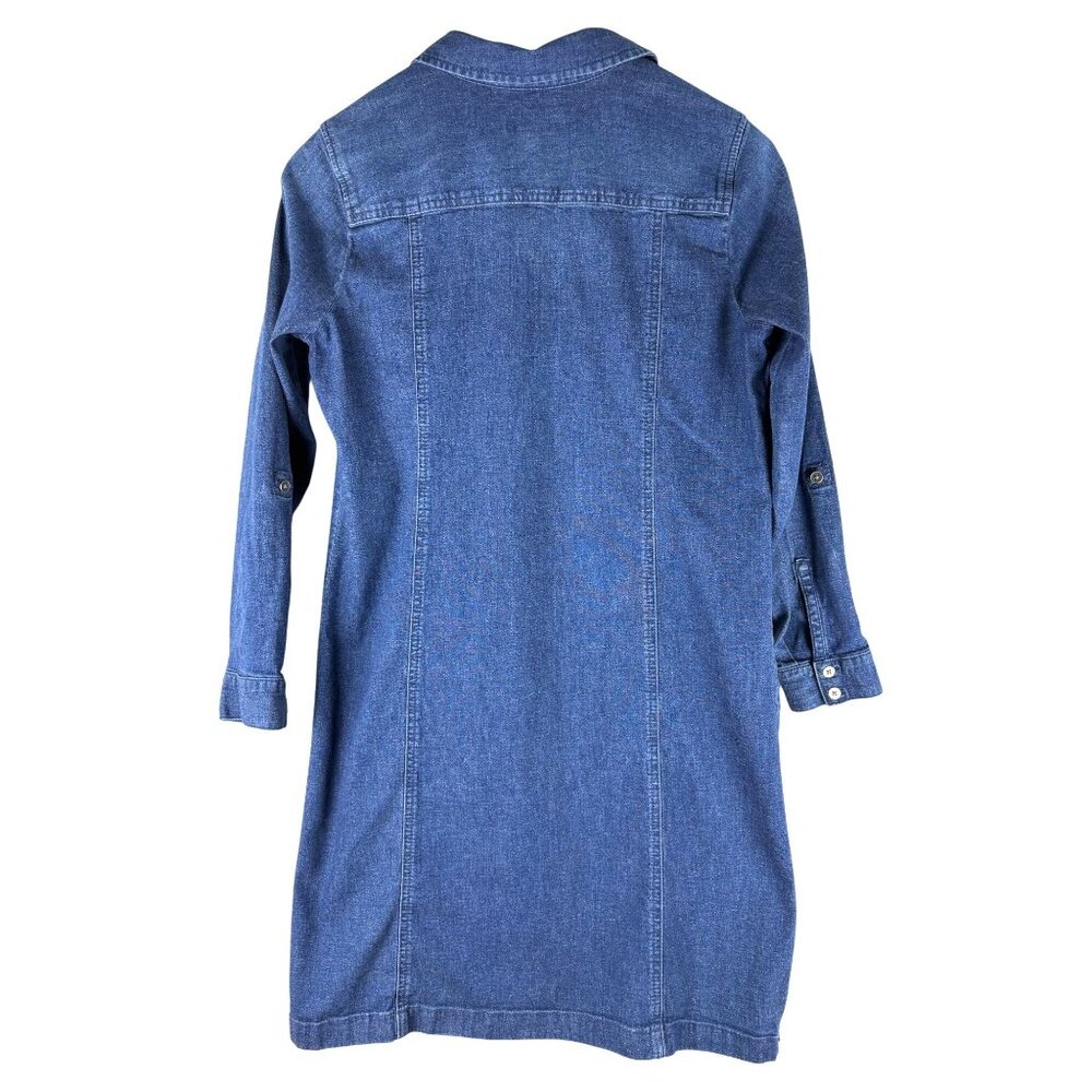 J.jill Country Club Coastal Preppy Denim Button Front Dress, Women's S Petite - Picture 2 of 8